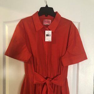 Kate Spade Eyelet Tie-Waist Shirtdress, Geranium